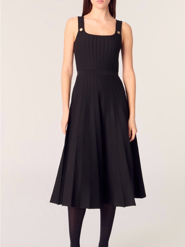 Maje Pleated Knit Midi Dress / Size 34